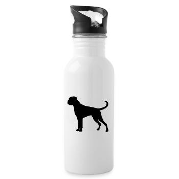 Boxer Hund Deutscher Boxer Silhouette Haustier - Trinkflasche mit integriertem Trinkhalm - Weiß - Rechts