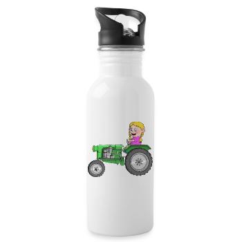 Traktor Kinder - Trinkflasche mit integriertem Trinkhalm - Weiß - Rechts
