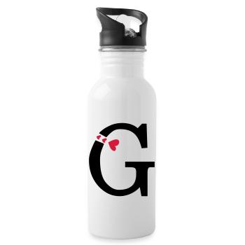 Capital letter G with hearts - Water bottle with straw - white - Right