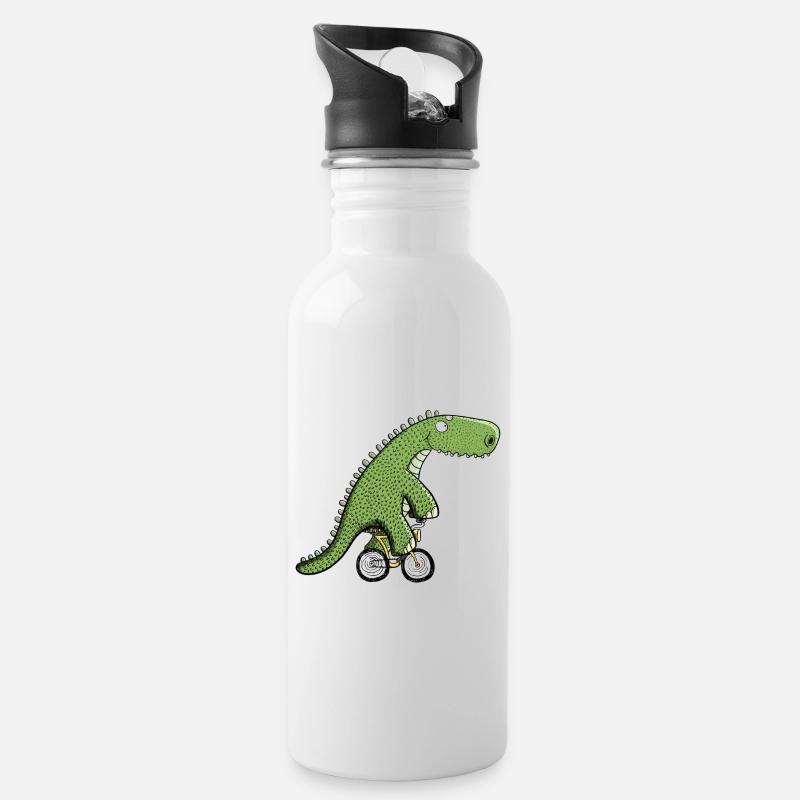 Cool cycliste dinosaure I vélo T Rex Dino - Gourde avec paille intégrée - blanc