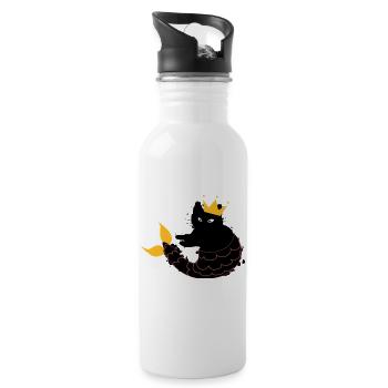 Meerjungfrau Katze Meerkatze Kitten Geschenk - Trinkflasche mit integriertem Trinkhalm - Weiß - Rechts
