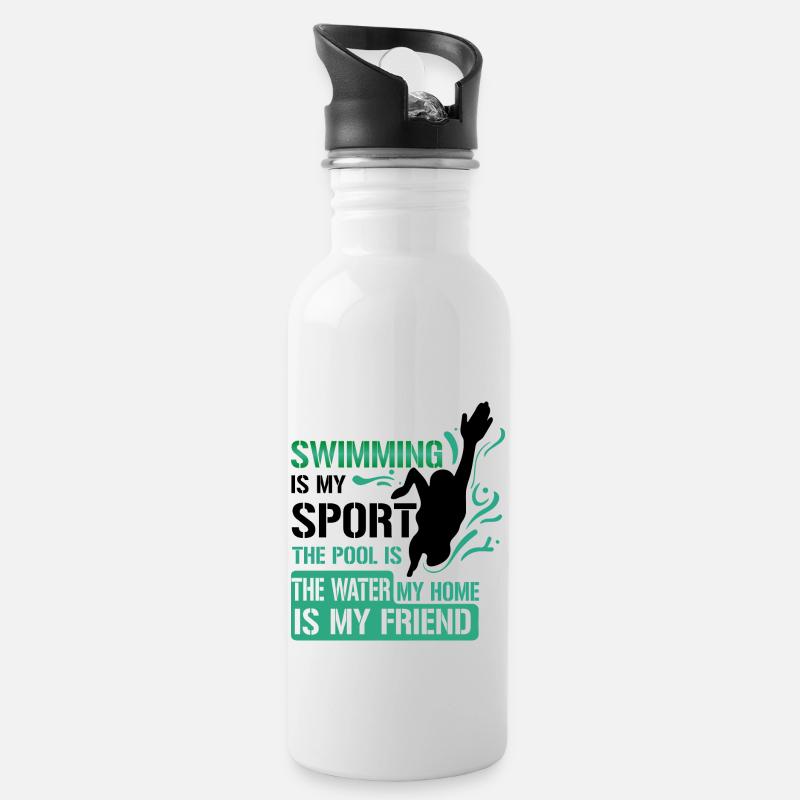 Swimming - Trinkflasche mit integriertem Trinkhalm - Weiß