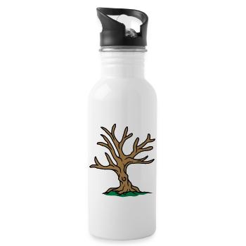 autumn tree winter bonsai tree without leaves - Water bottle with straw - white - Right