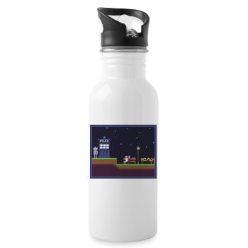 DrWhoShirtPixel - Trinkflasche mit integriertem Trinkhalm - Weiß - Rechts