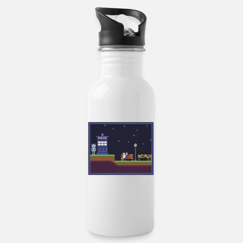 DrWhoShirtPixel - Trinkflasche mit integriertem Trinkhalm - Weiß