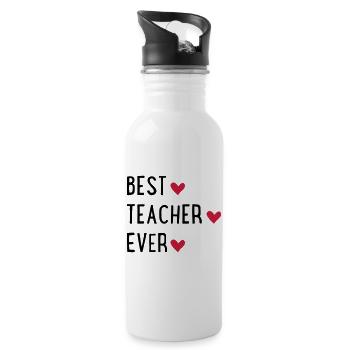 Best Teacher ever - Water bottle with straw - white - Right