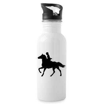 Mädchen mit Pferd - Trinkflasche mit integriertem Trinkhalm - Weiß - Rechts