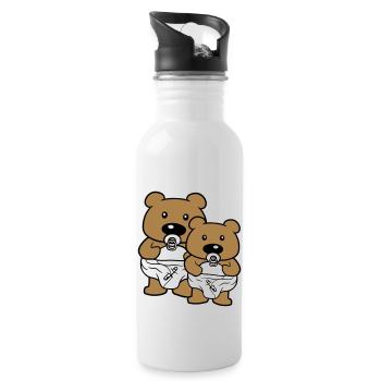2 baer baby brueder freunde team paar teddy schnul - Trinkflasche mit integriertem Trinkhalm - Weiß - Rechts