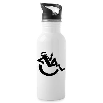 Image of relaxed wheelchair user # - Water bottle with straw - white - Right
