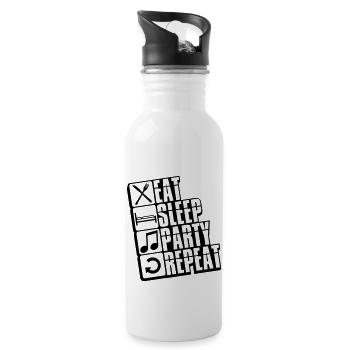 music note crew music repeat sleep buttons - Water bottle with straw - white - Right