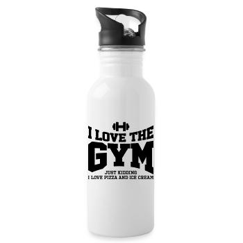 I love the gym. Just kidding, I love pizza and ... - Water bottle with straw - white - Right