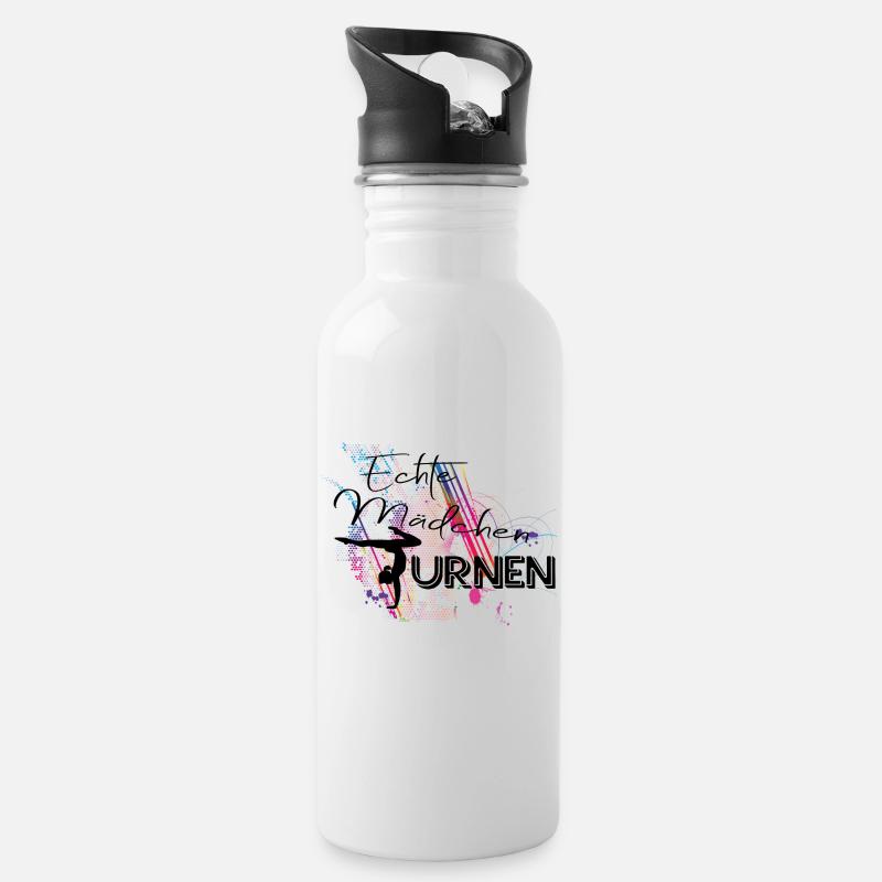 Echte Mädchen Turnen - Trinkflasche mit integriertem Trinkhalm - Weiß