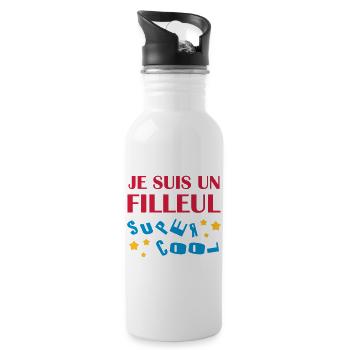 Parrain / Marraine / Filleule / Filleul / Baptême - Gourde avec paille intégrée - blanc - Droite