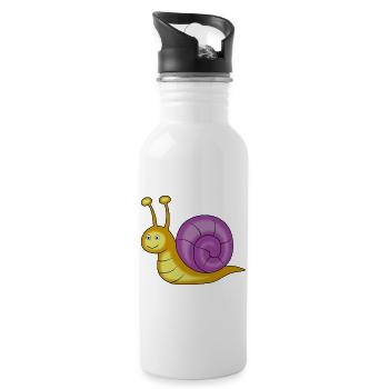 schnecke tier lustig - Trinkflasche mit integriertem Trinkhalm - Weiß - Rechts