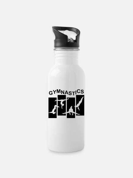 Gymnastics, Gymnast - Water bottle with straw - white