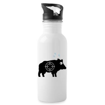 Wildschwein mit Angstschweiß und Fadenkreuz - Trinkflasche mit integriertem Trinkhalm - Weiß - Rechts