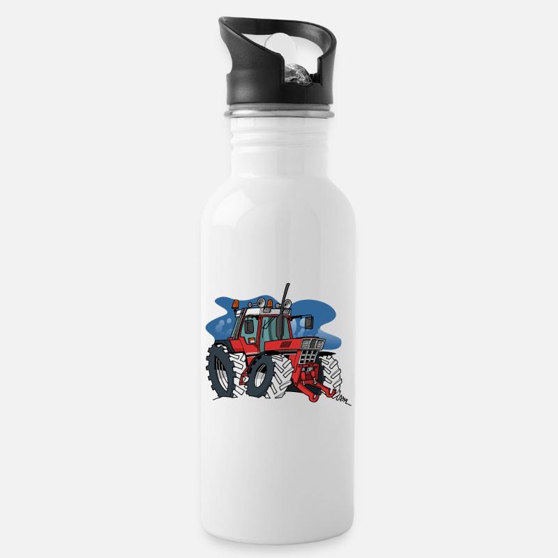 0871 IH Zugmaschine - Trinkflasche mit integriertem Trinkhalm - Weiß
