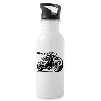 Moto Moto Vintage Noir - Gourde avec paille intégrée - blanc - Droite
