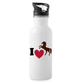 ★ Les couleurs de conception peuvent être modifiées ★ J'adore les chevaux - Gourde avec paille intégrée - blanc - Droite