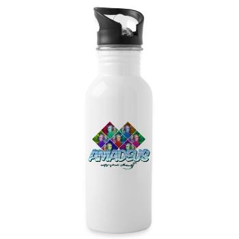 Mozart Pop Art | Wolfgang Amadeus Mozart gift - Water bottle with straw - white - Right