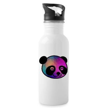 Panda panda head - Water bottle with straw - white - Right
