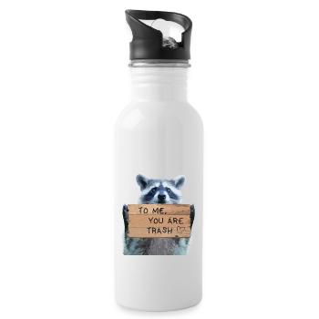 Trash Panda liebt dich - Trinkflasche mit integriertem Trinkhalm - Weiß - Rechts