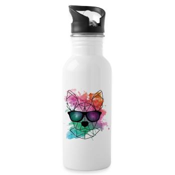 French Bulldog Origami Style - Water bottle with straw - white - Right
