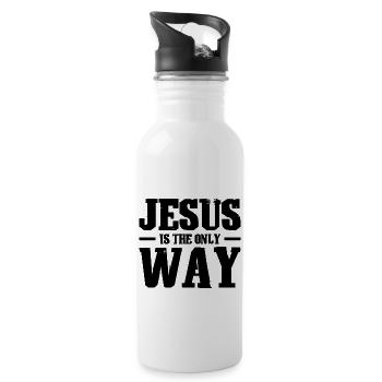 Jesus Christus Glaube - Trinkflasche mit integriertem Trinkhalm - Weiß - Rechts