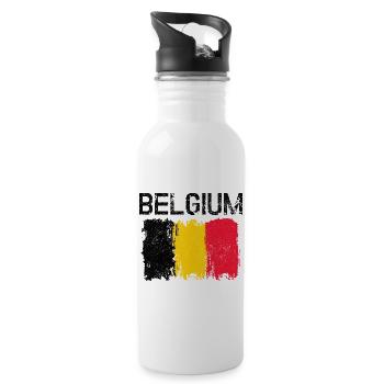 Bold Yellow Red Brush Streaks - Water bottle with straw - white - Right
