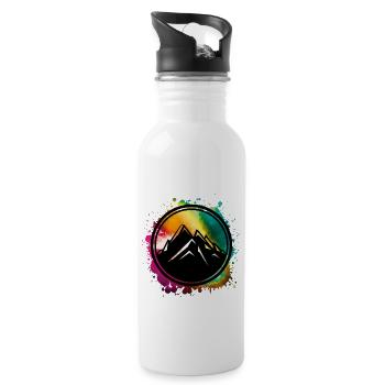 mountain berge symbol bunt klecks - Trinkflasche mit integriertem Trinkhalm - Weiß - Rechts