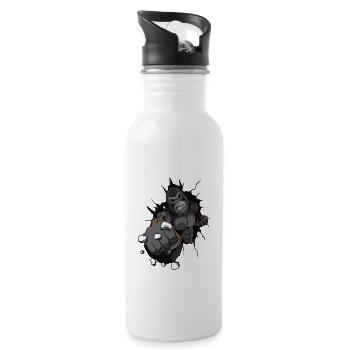 gorille beast coup boxing muscle - Gourde avec paille intégrée - blanc - Droite
