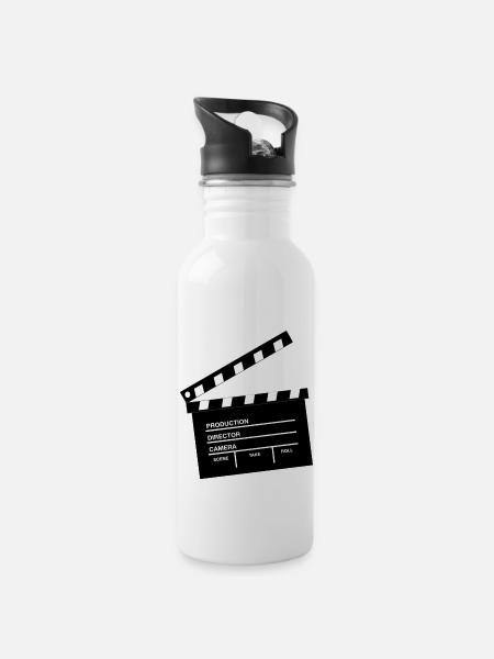 clap de cinema - Gourde avec paille intégrée - blanc