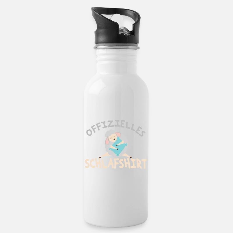 Schlafshirt Pyjama Schlafanzug Nachthemd schaf - Trinkflasche mit integriertem Trinkhalm - Weiß