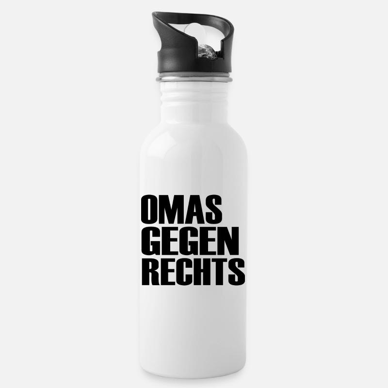 Omas gegen rechts - Trinkflasche mit integriertem Trinkhalm - Weiß