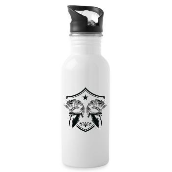 spartan helmet crest - Water bottle with straw - white - Right
