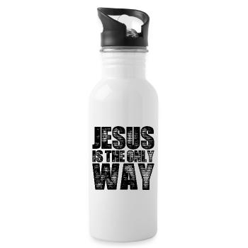 Jesus Christus Glaube - Trinkflasche mit integriertem Trinkhalm - Weiß - Rechts