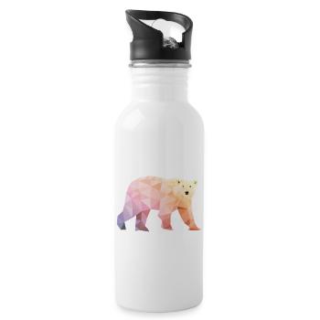 polar bear polygon colorful polar bear - Water bottle with straw - white - Right