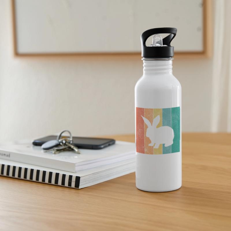 Rabbit Retro Rabbit Easter Gift Water bottle with straw