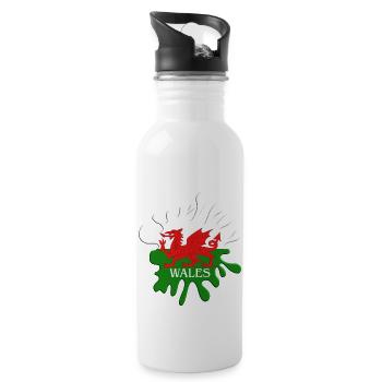 Welsh Flag - Water bottle with straw - white - Right