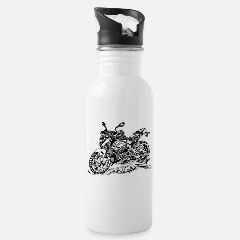 Biker saying - Water bottle with straw - white