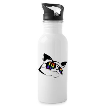 Pride Chat LGBT - Gourde avec paille intégrée - blanc - Droite