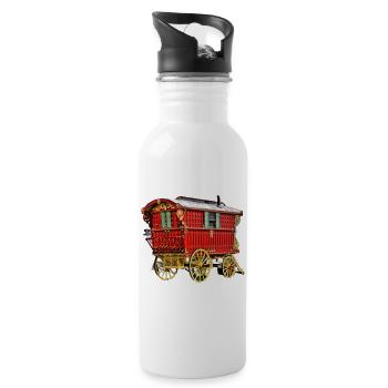 vardo Karawane, Leiste handgefertigte Wagen - Trinkflasche mit integriertem Trinkhalm - Weiß - Rechts
