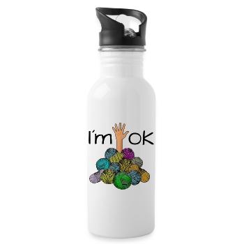 Im Ok Funny Crochet And Knitting Yarn Mess - Trinkflasche mit integriertem Trinkhalm - Weiß - Rechts