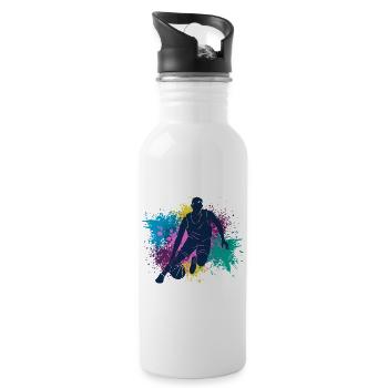 Basketball Spieler Grungy Farbspritzer - Trinkflasche mit integriertem Trinkhalm - Weiß - Rechts