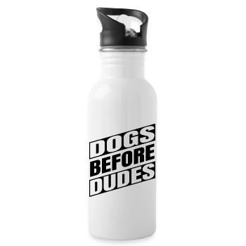 dog school gift idea dog trainer animal activism - Water bottle with straw - white - Right