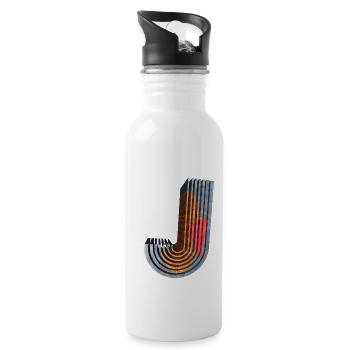 J - Trinkflasche mit integriertem Trinkhalm - Weiß - Rechts