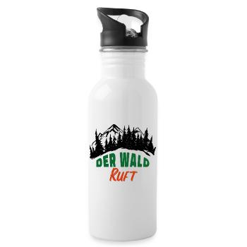 Der Wald ruft Förster Waldarbeit Natur Freizeit - Trinkflasche mit integriertem Trinkhalm - Weiß - Rechts