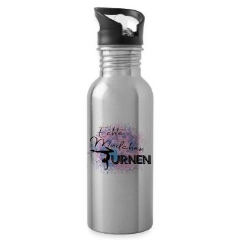 Echte Mädchen Turnen - Trinkflasche mit integriertem Trinkhalm - Lightsilver - Rechts