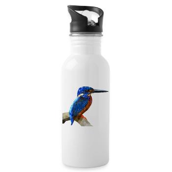 Conception d’oiseaux martin-pêcheurs : cadeau de pêche à la nature - Gourde avec paille intégrée - blanc - Droite
