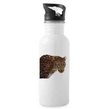 Leopard - Trinkflasche mit integriertem Trinkhalm - Weiß - Rechts